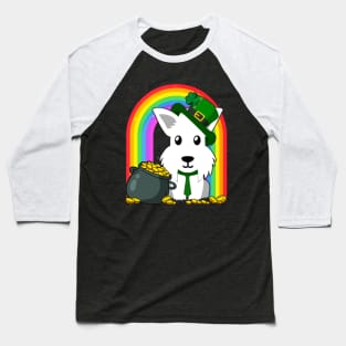 White Terrier Rainbow Irish Clover St Patrick Day Dog Gift product Baseball T-Shirt